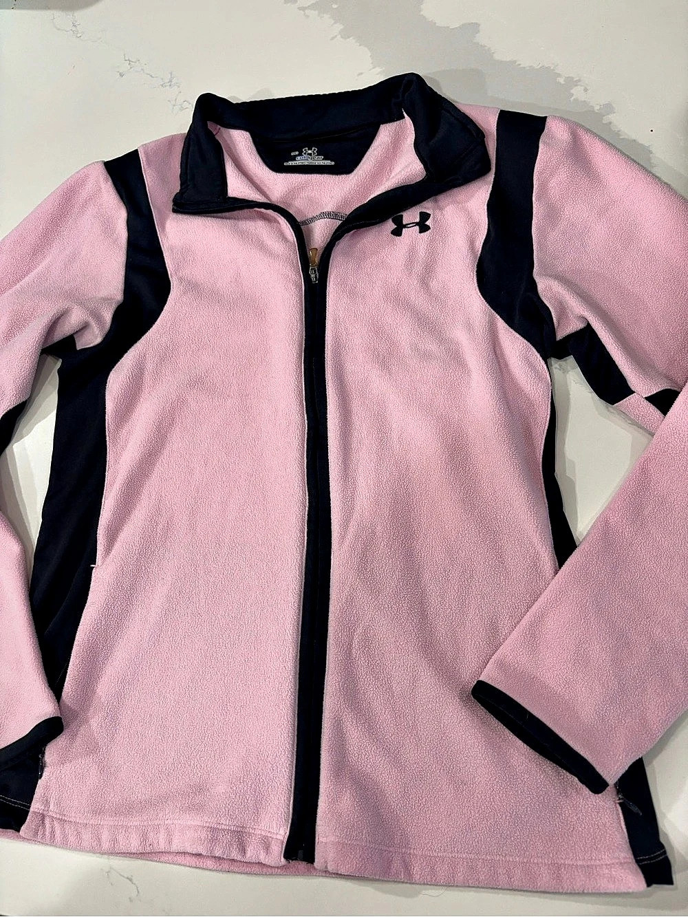 Under Armour ColdGear Full Zip Fleece Jacket Pink Ribbon Pink & Black Fleece
